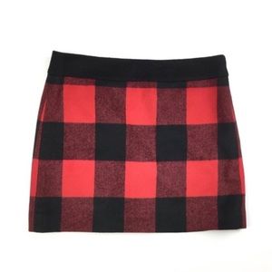 J. Crew | Red Buffalo Plaid Wool Mini Skirt
